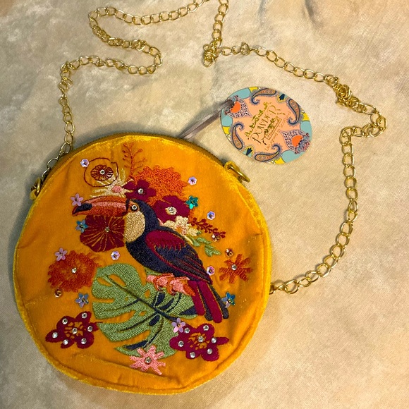 Powder Designs Toucan Velvet Embroidered Purse - Picture 3 of 10